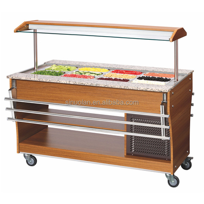 Marble Island Chiller Salad Bar Table Refrigerated Counter top Display For Buffet