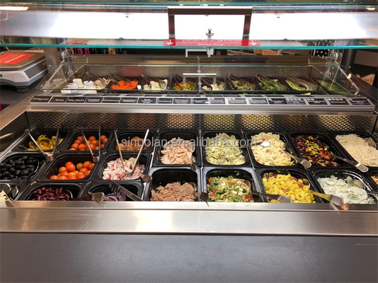 NEW Design Salad Counter Buffet Wooden Salad Bar Refrigerator For Sale
