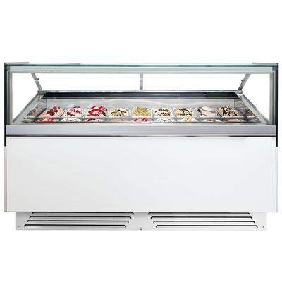 10 / 12 / 14 / 16 /18 / 20 Pans Italian Ice Cream Display Refrigerator / Gelato Ice Cream Showcase Display Freezer