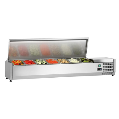 Commercial Countertop Stainless Steel Salad Chiller Display Prep Table Top Display Refrigerator Salad Bar Showcase With CE