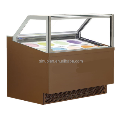 Stainless Steel Scoop Ice Cream Display Case Hard Showcase Vertical Upright Glassfreezer
