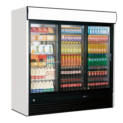 Commercial Upright 3 Glass Door Refrigerator Display Fridge Beverage Cooler Cold Drink Showcase For Supermarket