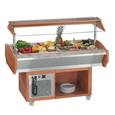 Marble Island Chiller Salad Bar Table Refrigerated Counter top Display For Buffet
