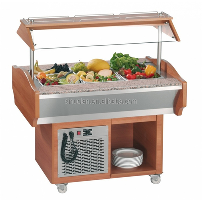 Marble Island Chiller Salad Bar Table Refrigerated Counter top Display For Buffet