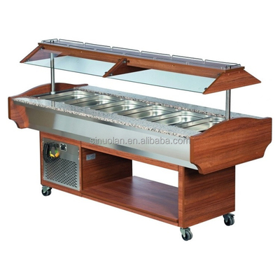 Marble Island Chiller Salad Bar Table Refrigerated Counter top Display For Buffet