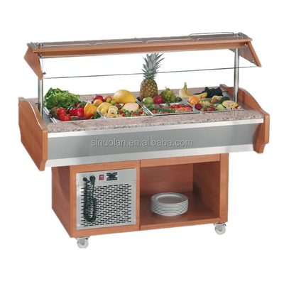 Marble Island Chiller Salad Bar Table Refrigerated Counter top Display For Buffet